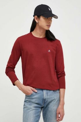 Marc O'Polo longsleeve din bumbac culoarea bordo, neted