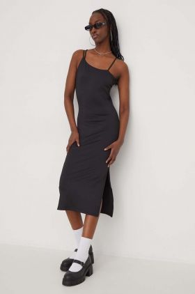 Tommy Jeans rochie culoarea negru, midi, mulată DW0DW17425