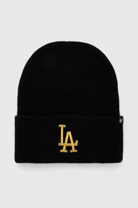 47brand caciula MLB Los Angeles Dodgers culoarea negru, din tricot gros