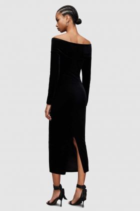 AllSaints rochie Delta culoarea negru, midi, mulata