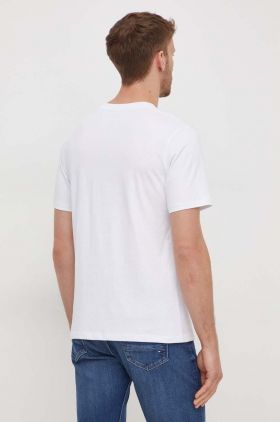 Pepe Jeans tricou din bumbac Clark barbati, culoarea alb, cu imprimeu