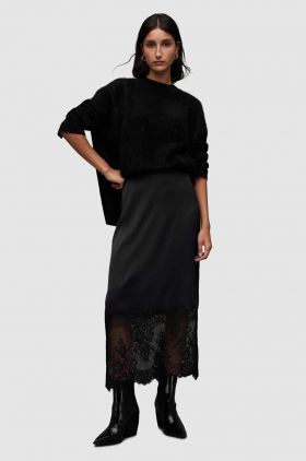 AllSaints fusta Flora culoarea negru, midi, drept