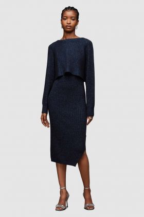 AllSaints rochie si pulover din lana Margot midi, drept