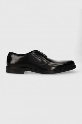 HUGO pantofi de piele Kerr barbati, culoarea negru, 50512716