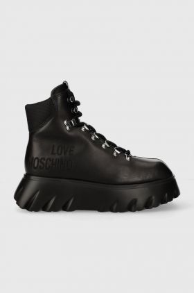 Love Moschino botine CLIMB60 femei, culoarea negru, cu platforma, JA21116G0HIA700A