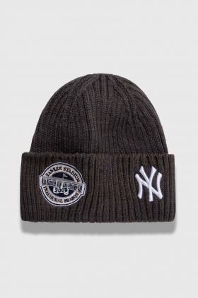 New Era caciula culoarea gri, din tricot gros, NEW YORK YANKEES