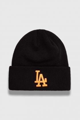 New Era caciula culoarea negru, din tricot gros, LOS ANGELES DODGERS