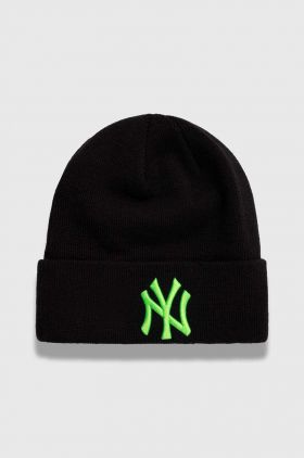 New Era caciula culoarea negru, din tricot gros, NEW YORK YANKEES