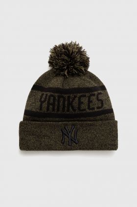 New Era caciula din amestec de lana culoarea verde, din tricot gros, NEW YORK YANKEES