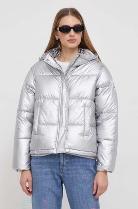 Pepe Jeans geaca MORGAN SILVER femei, culoarea argintiu, de iarna