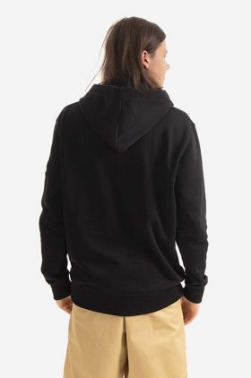 Alpha Industries bluză Alpha Label Hoody bărbați, culoarea negru, cu glugă, cu imprimeu 118331.03-black