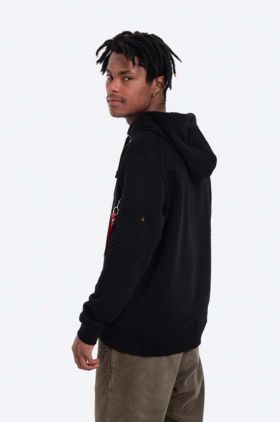 Alpha Industries bluză bluză Alpha Industries X-Fit Hoody bărbați, culoarea negru, cu glugă, uni 158321.03-black