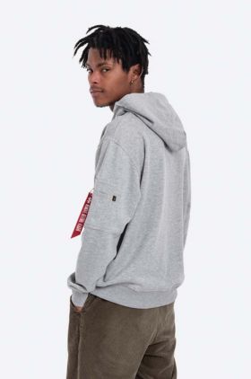 Alpha Industries bluză bluză Alpha Industries X-Fit Hoody bărbați, culoarea gri, cu glugă, uni 158321.17-grey