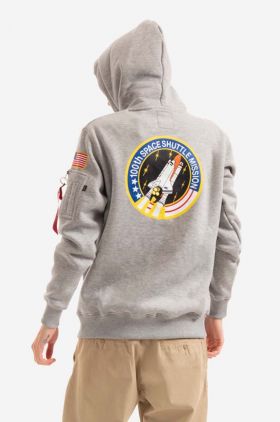 Alpha Industries bluză Space Shuttle Hoody bărbați, culoarea gri, cu glugă, cu imprimeu 178317.17-grey