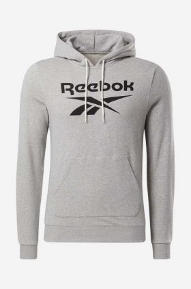 Reebok bluză trening Identity Big Logo Hoodie culoarea gri, cu glugă, cu imprimeu H54477-grey