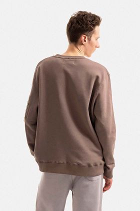 Alpha Industries hanorac de bumbac bărbați, culoarea maro, cu imprimeu 118316.628-brown