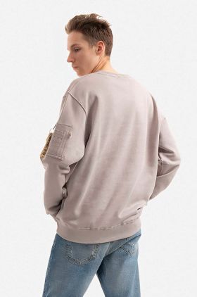 Alpha Industries hanorac de bumbac bărbați, culoarea gri, cu imprimeu 118316.643-grey