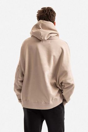 Alpha Industries hanorac de bumbac bărbați, culoarea bej, cu glugă, uni 118349.627-cream