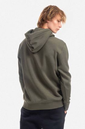 Alpha Industries bluză Basic Hoody bărbați, culoarea verde, cu glugă, cu imprimeu 178312.142-green