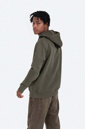 Alpha Industries bluză Basic Hoodie bărbați, culoarea verde, cu glugă, cu imprimeu 178312.257-green