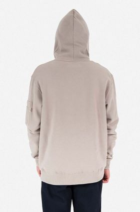 Alpha Industries hanorac de bumbac Organics EMB Hoody bărbați, culoarea gri, cu glugă, cu imprimeu 118350.627-grey