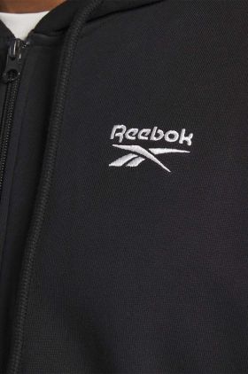 Reebok Classic hanorac de bumbac Small Vector bărbați, culoarea negru, cu glugă, uni IC1941-black