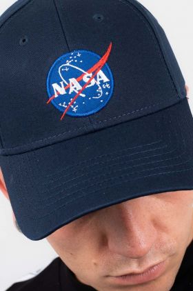 Alpha Industries șapcă de baseball din bumbac NASA Cap culoarea bleumarin, cu imprimeu 186903.07-navy