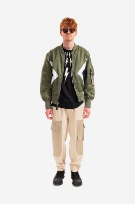 Alpha Industries geacă bomber cu două fețe x Neil Barrett MA-1 bărbați, culoarea verde, de tranziție 106120.01-green