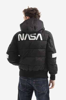 Alpha Industries geacă Hooded Puffer Fd Nasa bărbați, culoarea negru, de iarnă 198121.03-black