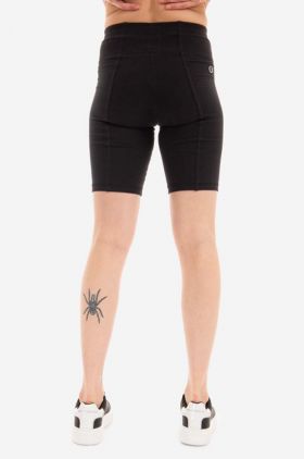 Champion pantaloni scurți femei, culoarea negru, uni, high waist 115145-MS049