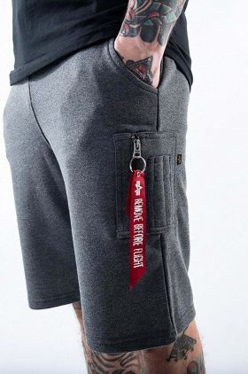 Alpha Industries pantaloni scurți bărbați, culoarea gri, melanj 166301.315-grey