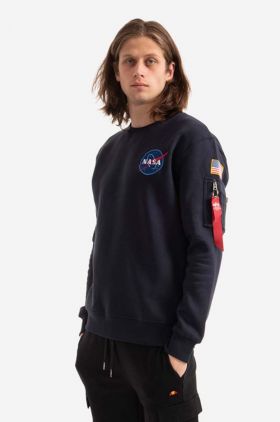 Alpha Industries bluză bluză Space Shuttle Sweater bărbați, culoarea bleumarin, cu imprimeu 178307.07-navy