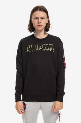 Alpha Industries bluză Embroidery bărbați, culoarea negru, cu imprimeu 116312.03-black