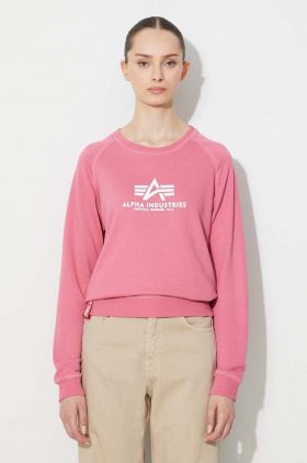 Alpha Industries bluză New Basic Sweater Wmn bărbați, culoarea roz, cu imprimeu 196031.49-pink