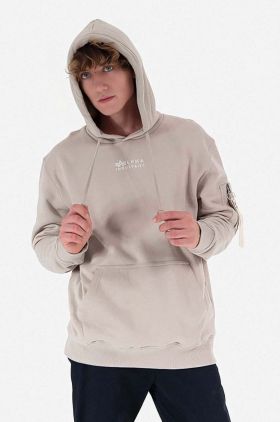 Alpha Industries hanorac de bumbac Organics EMB Hoody bărbați, culoarea gri, cu glugă, cu imprimeu 118350.627-grey