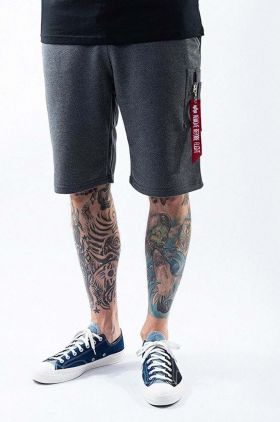 Alpha Industries pantaloni scurți bărbați, culoarea gri, melanj 166301.315-grey