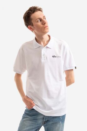 Alpha Industries polo de bumbac culoarea alb, uni 106600.09-white