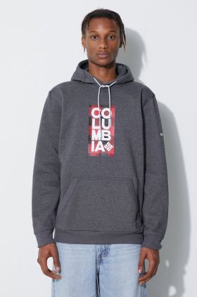 Columbia bluză EM2179 HOODIE bărbați, culoarea gri, cu glugă, uni EM2179-GREY