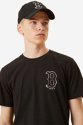 New Era tricou din bumbac Boston Red Sox Metallic Print culoarea negru, cu imprimeu 12893117-black