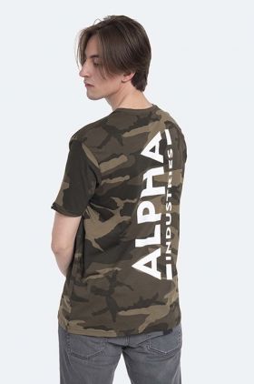 Alpha Industries tricou din bumbac Backprint T Camo culoarea verde, cu model 128507C.239-green