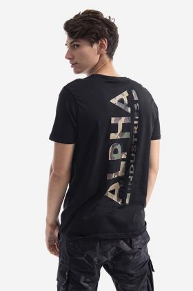 Alpha Industries tricou din bumbac culoarea negru, cu imprimeu 128507CP.380-black