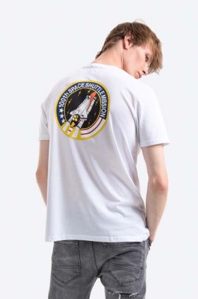 Alpha Industries tricou din bumbac Space Shuttle T culoarea alb, cu imprimeu 176507.09-white