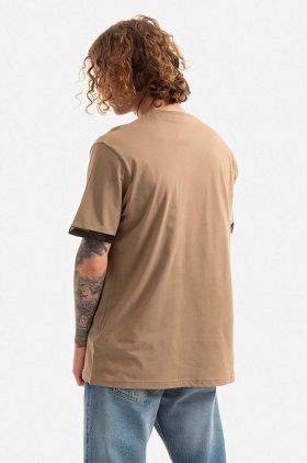 Alpha Industries tricou din bumbac bărbați, culoarea maro, cu imprimeu 106509.408-brown