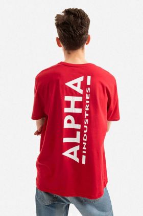 Alpha Industries tricou din bumbac Backprint culoarea roșu, cu imprimeu 128507.328-red