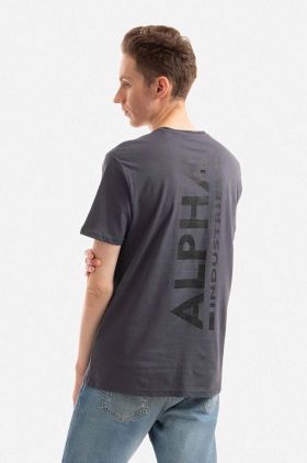 Alpha Industries tricou din bumbac Backprint culoarea gri, cu imprimeu 128507.412-grey