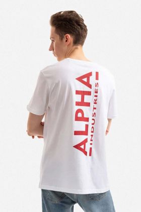 Alpha Industries tricou din bumbac Backprint culoarea alb, cu imprimeu 128507.178-white