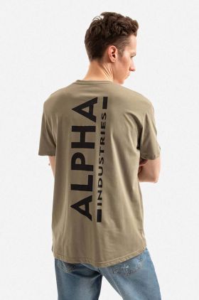 Alpha Industries tricou din bumbac Backprint culoarea verde, cu imprimeu 128507.154-green