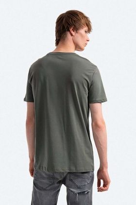 Alpha Industries tricou din bumbac Basic T-Shirt culoarea verde, cu imprimeu 100501.432-green