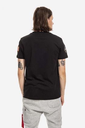 Alpha Industries tricou din bumbac NASA culoarea negru, cu imprimeu 176506.03-black