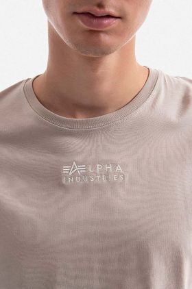 Alpha Industries tricou din bumbac bărbați, culoarea bej, cu imprimeu 118529.627-cream